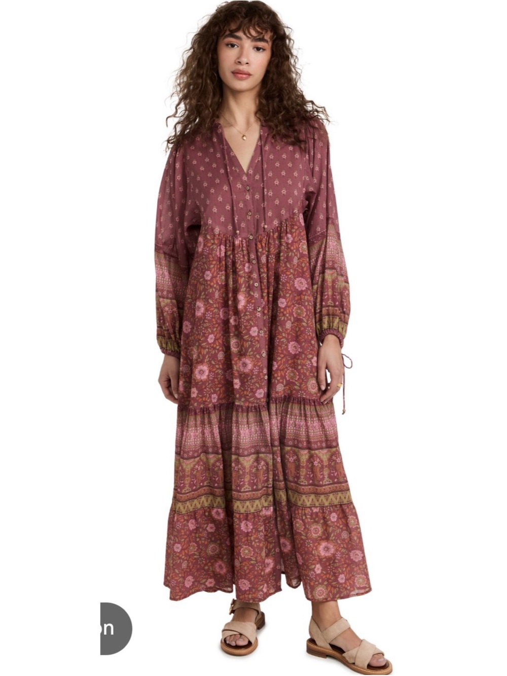 Spell Dusty Rose Boho Tiered Maxi Dress